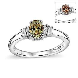 D'Joy AAA Turkizite and Moissanite 0.65 ctw Ring in Rhodium Over Sterling Silver (Size  8.5)
