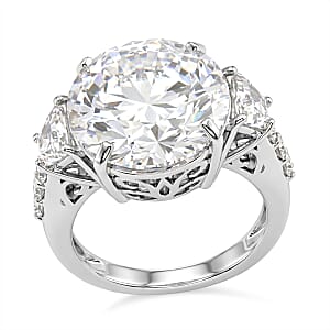 D'Joy Moissanite 11.20 ctw Timeless Brilliance Ring in Rhodium Over Sterling Silver (Size 10.0)