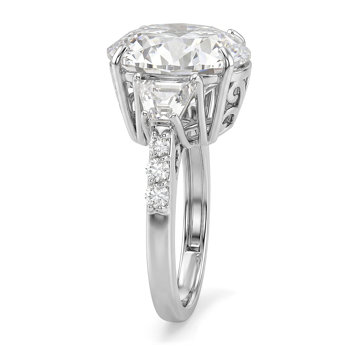 D'Joy Moissanite 11.20 ctw Timeless Brilliance Ring in Rhodium Over Sterling Silver (Size 10.0) image number 3