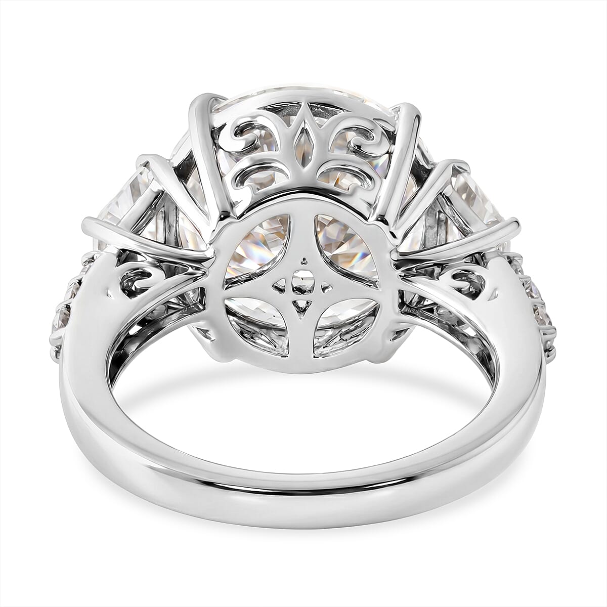 D'Joy Moissanite 11.20 ctw Timeless Brilliance Ring in Rhodium Over Sterling Silver (Size 10.0) image number 4