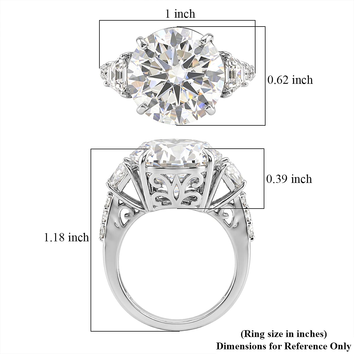 D'Joy Moissanite 11.20 ctw Timeless Brilliance Ring in Rhodium Over Sterling Silver (Size 10.0) image number 5
