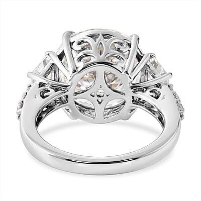 D'Joy Moissanite 11.20 ctw Timeless Brilliance Ring in Rhodium Over Sterling Silver (Size 6.0)