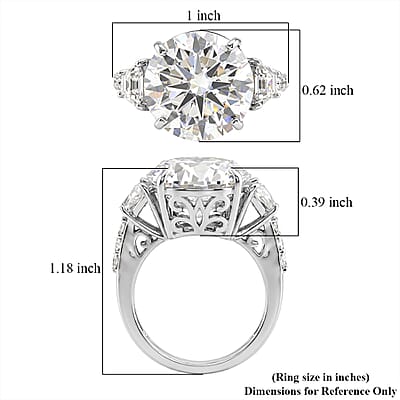 D'Joy Moissanite 11.20 ctw Timeless Brilliance Ring in Rhodium Over Sterling Silver (Size 6.0)