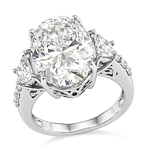D'Joy Moissanite 11.20 ctw Timeless Brilliance Ring in Rhodium Over Sterling Silver (Size 10.0)