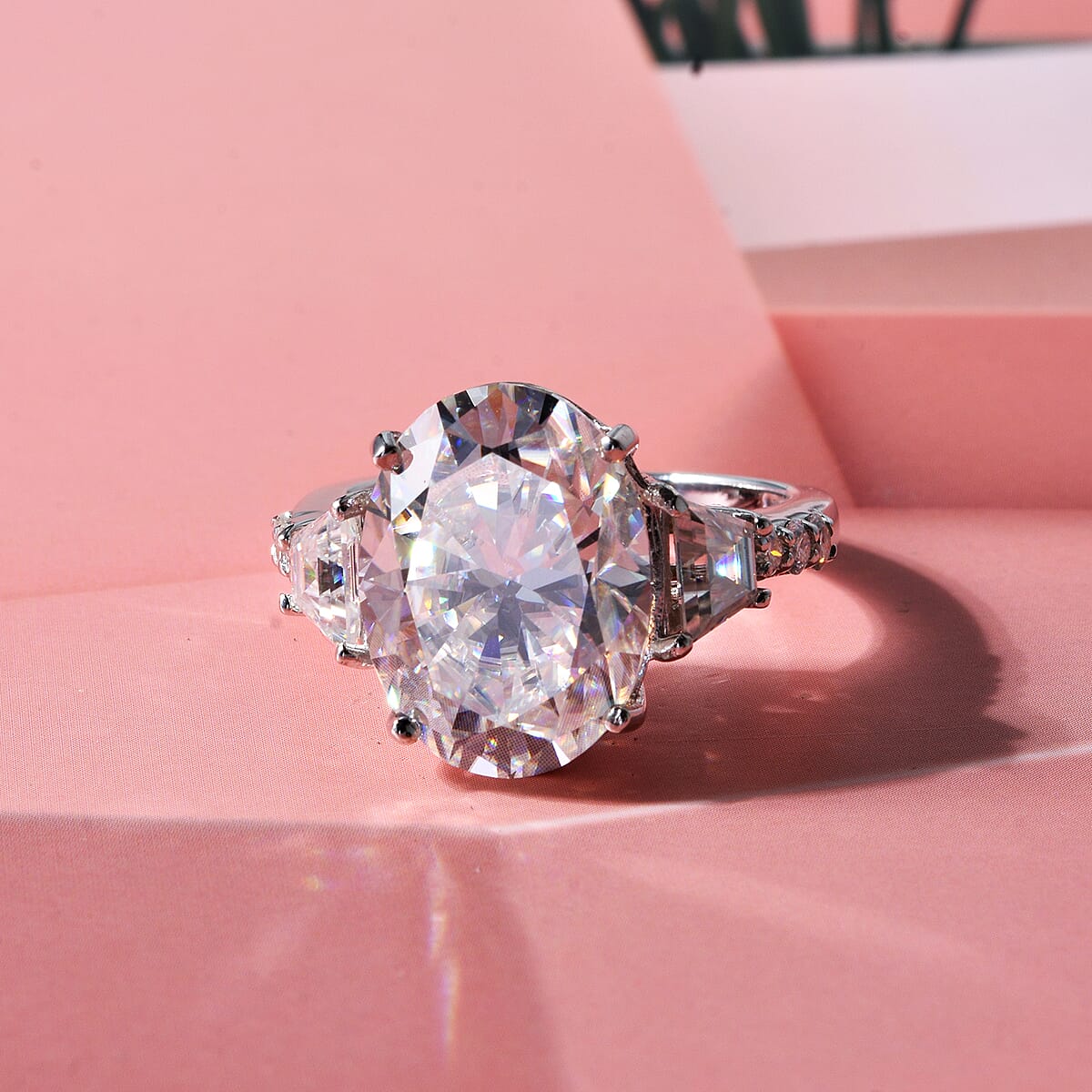 D'Joy Moissanite 11.20 ctw Timeless Brilliance Ring in Rhodium Over Sterling Silver (Size 10.0) image number 1