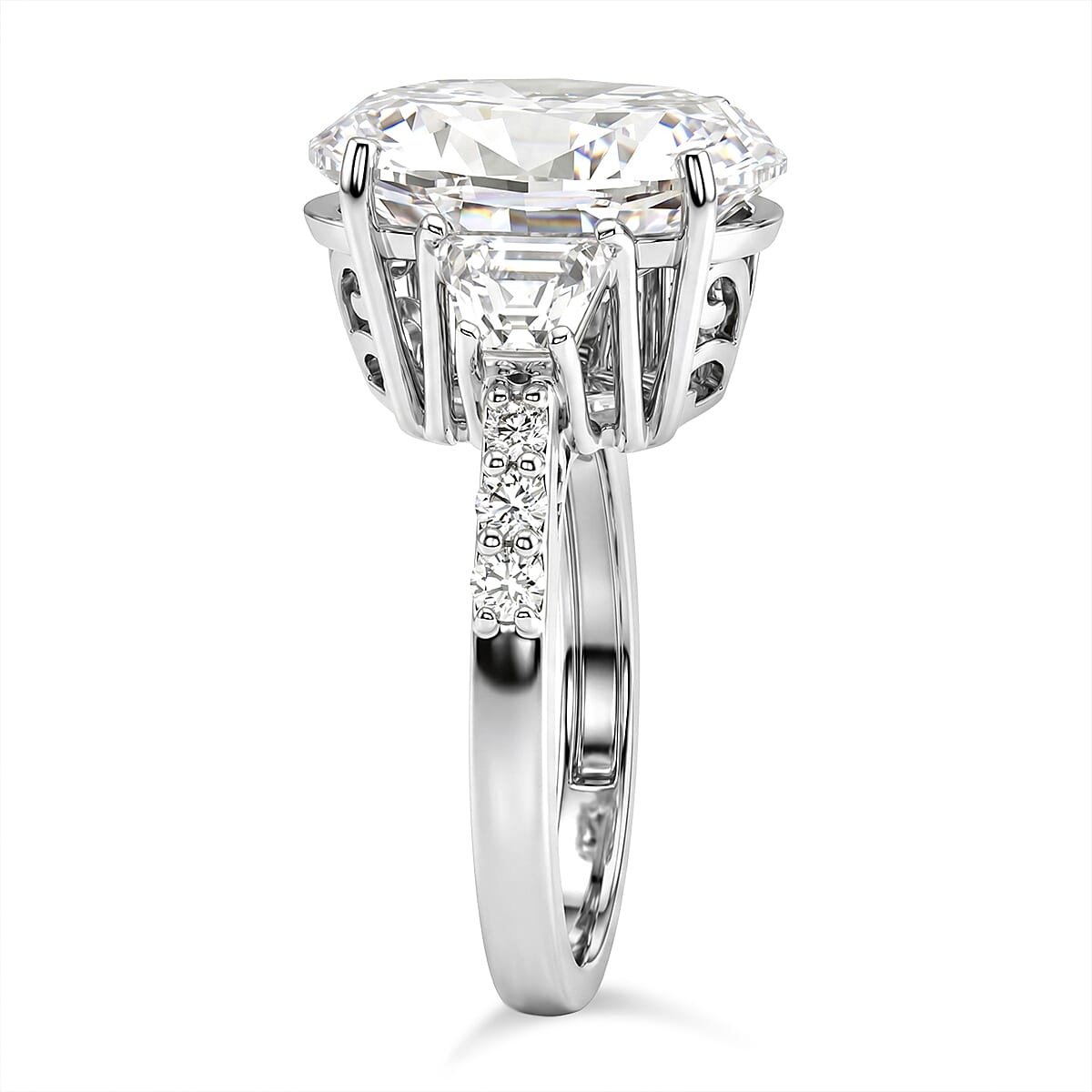 D'Joy Moissanite 11.20 ctw Timeless Brilliance Ring in Rhodium Over Sterling Silver (Size 10.0) image number 3