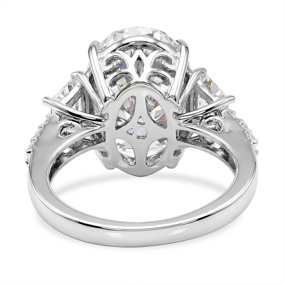 D'Joy Moissanite 11.20 ctw Timeless Brilliance Ring in Rhodium Over Sterling Silver (Size 10.0) image number 4