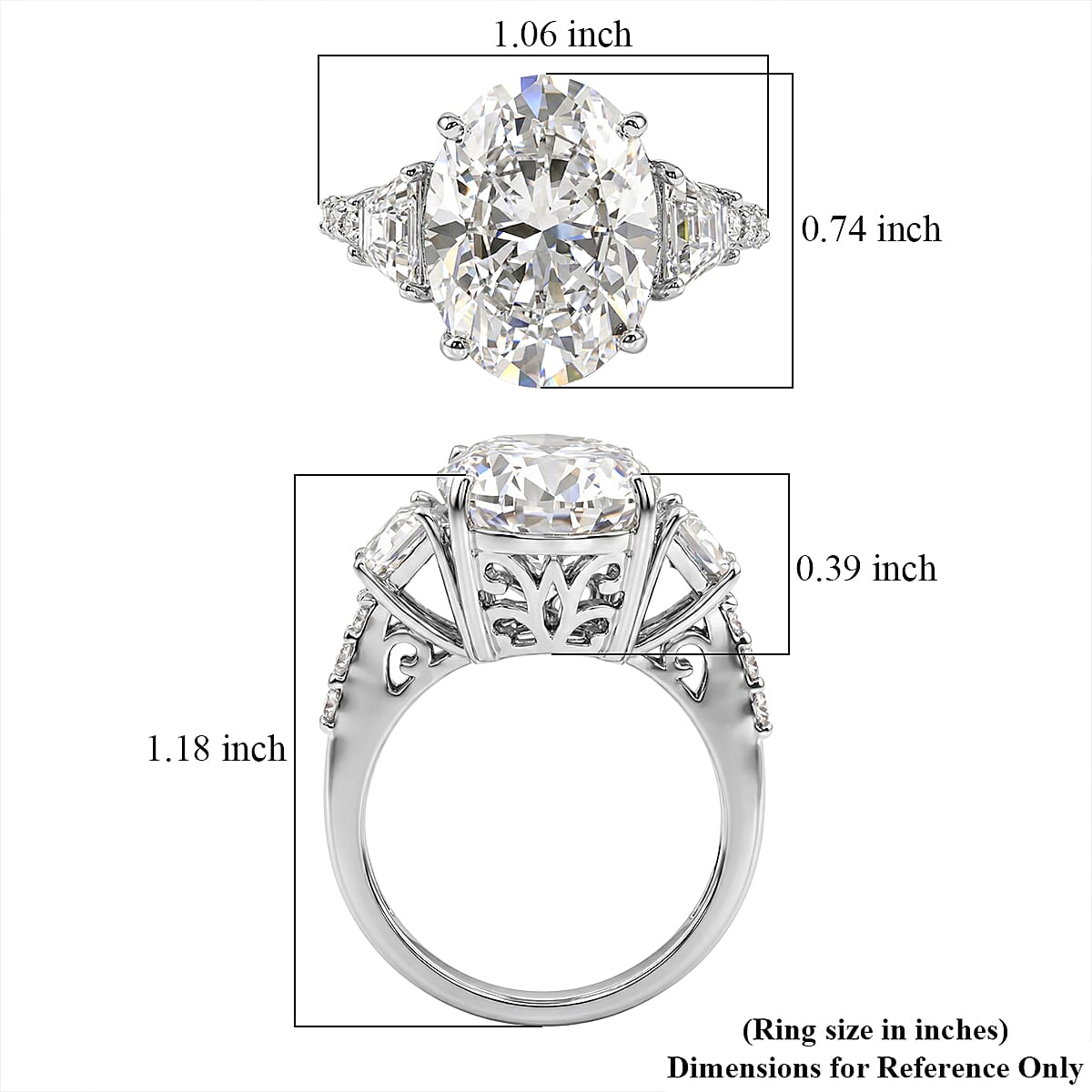 D'Joy Moissanite 11.20 ctw Timeless Brilliance Ring in Rhodium Over Sterling Silver (Size 10.0) image number 5