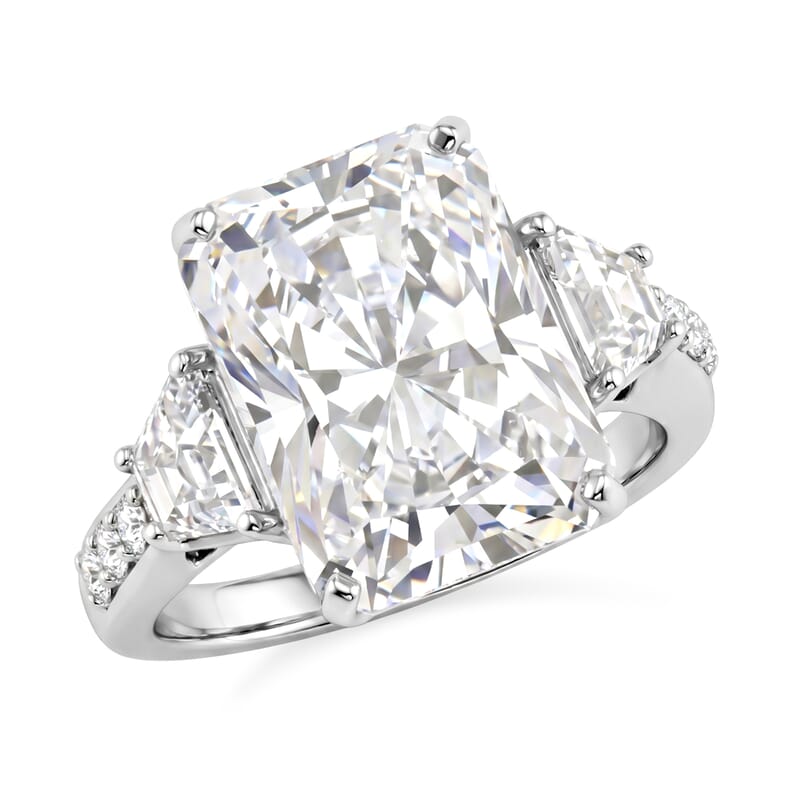 D'Joy Moissanite 11.20 ctw Timeless Brilliance Ring in Rhodium Over Sterling Silver (Size 7.0)