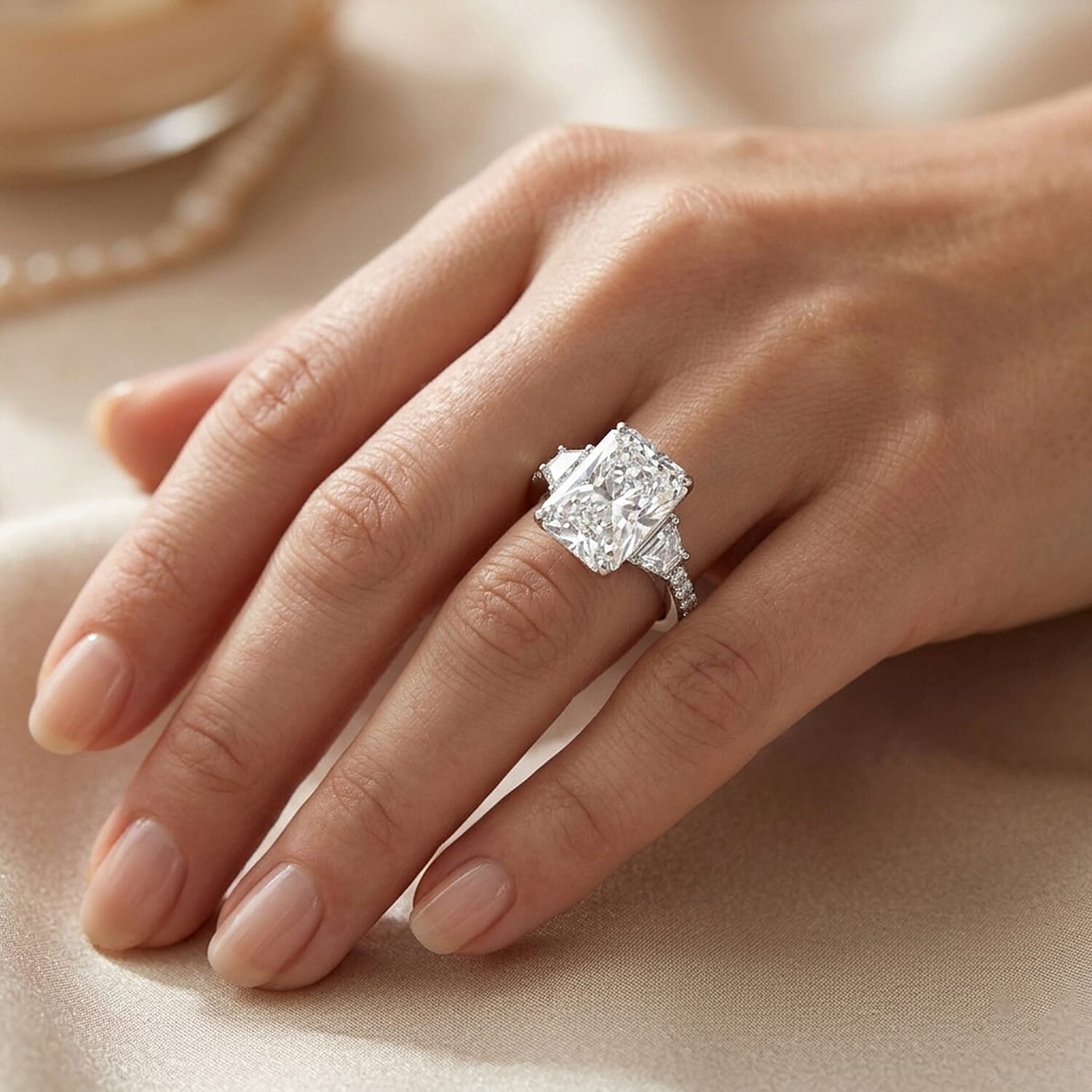 D'Joy Moissanite 11.20 ctw Timeless Brilliance Ring in Rhodium Over Sterling Silver (Size 7.0)
