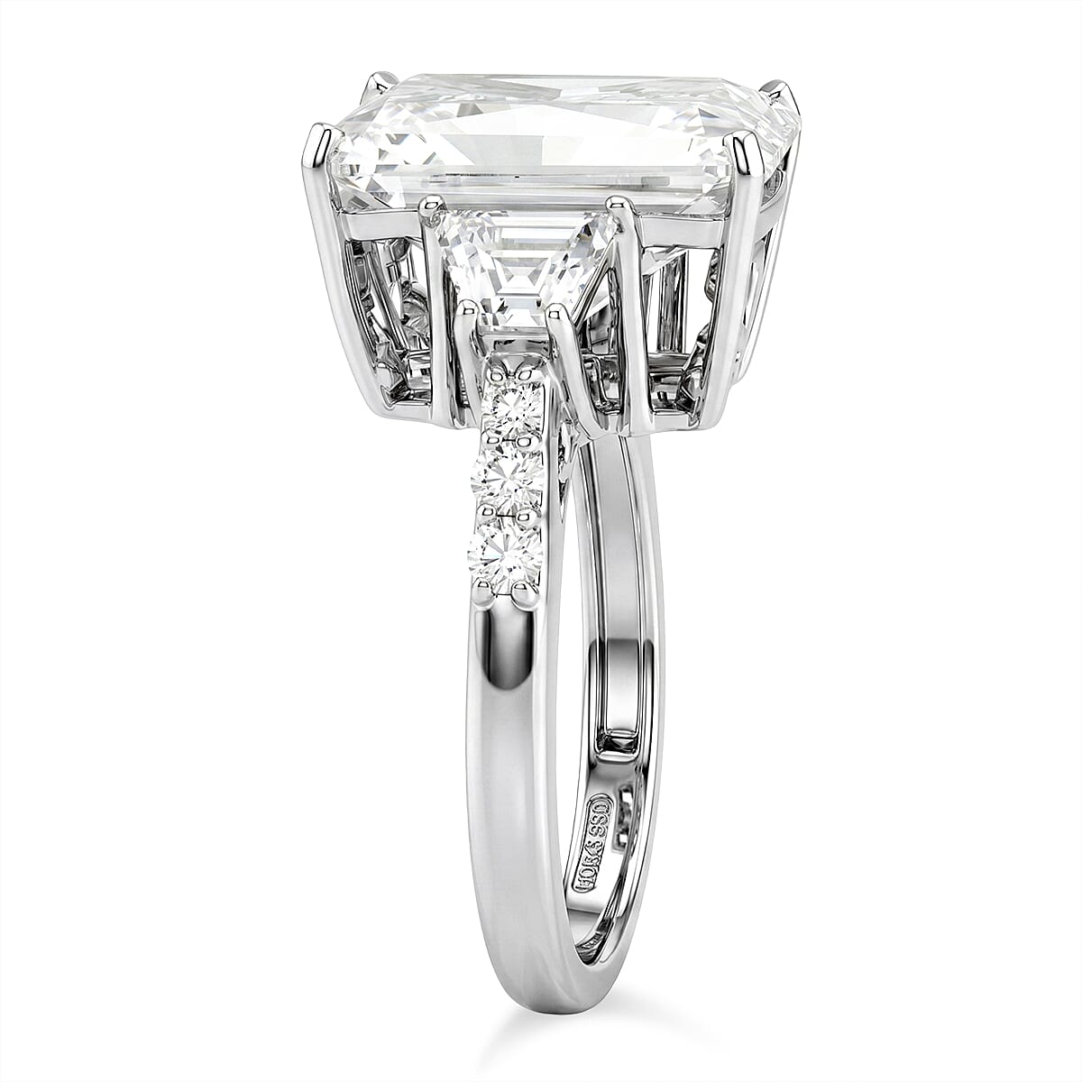D'Joy Moissanite 11.20 ctw Timeless Brilliance Ring in Rhodium Over Sterling Silver (Size 7.0)