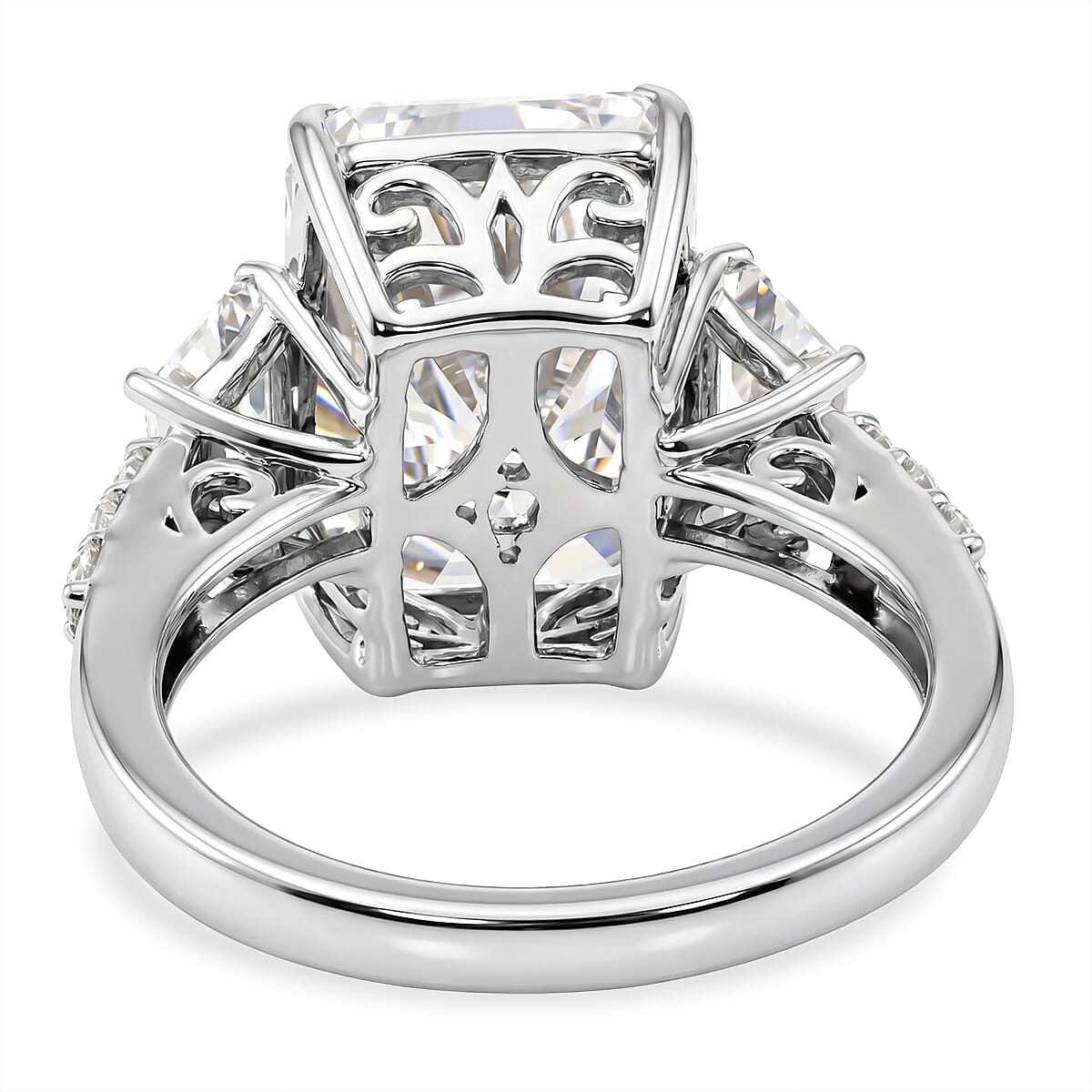 D'Joy Moissanite 11.20 ctw Timeless Brilliance Ring in Rhodium Over Sterling Silver (Size 7.0)