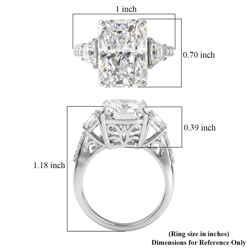 D'Joy Moissanite 11.20 ctw Timeless Brilliance Ring in Rhodium Over Sterling Silver (Size 7.0)