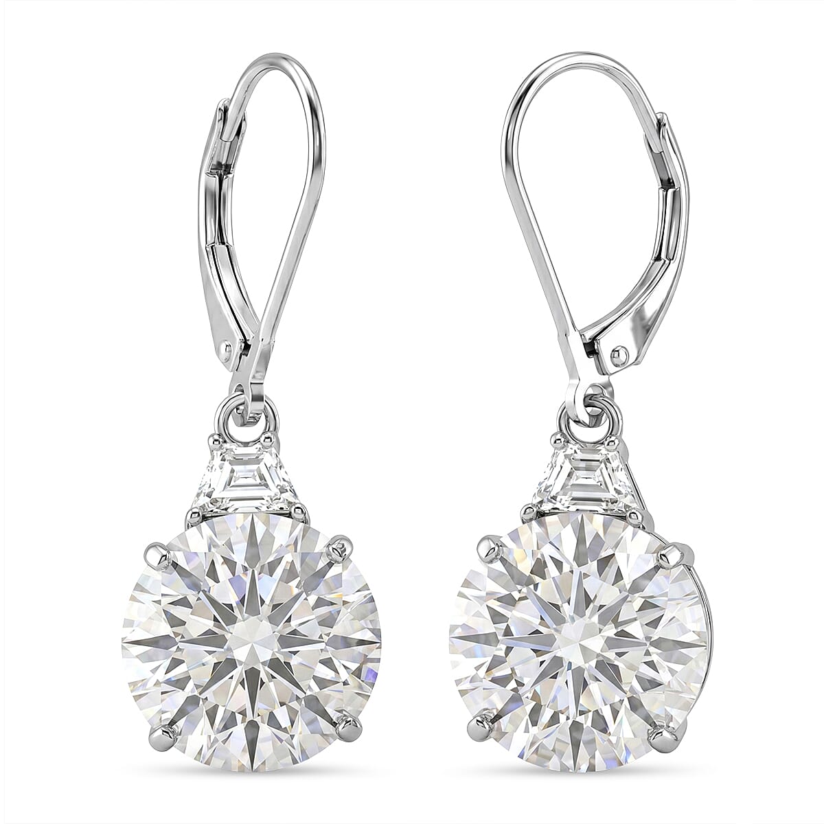 D'Joy Moissanite 10.70 ctw Timeless Brilliance Earrings in Rhodium Over Sterling Silver
