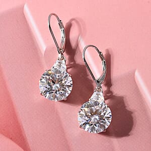 D'Joy Moissanite 10.70 ctw Timeless Brilliance Earrings in Rhodium Over Sterling Silver