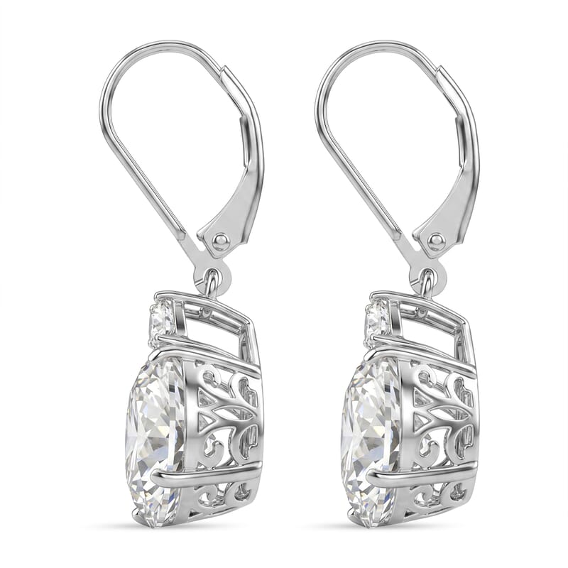 D'Joy Moissanite 10.70 ctw Timeless Brilliance Earrings in Rhodium Over Sterling Silver