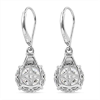 D'Joy Moissanite 10.70 ctw Timeless Brilliance Earrings in Rhodium Over Sterling Silver