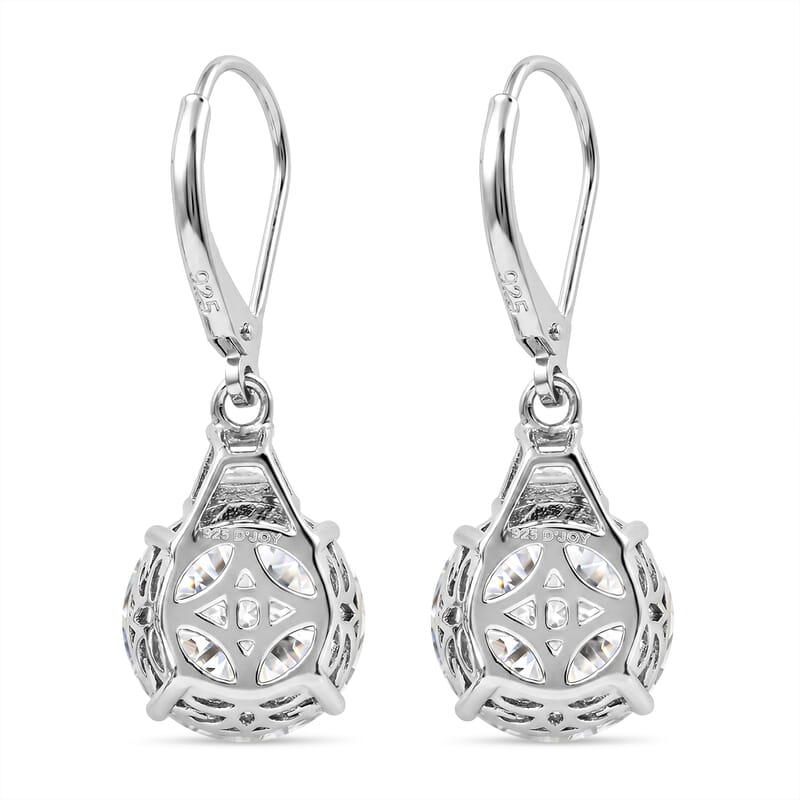 D'Joy Moissanite 10.70 ctw Timeless Brilliance Earrings in Rhodium Over Sterling Silver