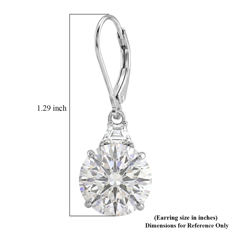 D'Joy Moissanite 10.70 ctw Timeless Brilliance Earrings in Rhodium Over Sterling Silver
