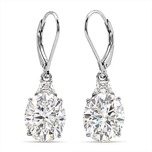 D'Joy Moissanite 10.70 ctw Timeless Brilliance Earrings in Rhodium Over Sterling Silver
