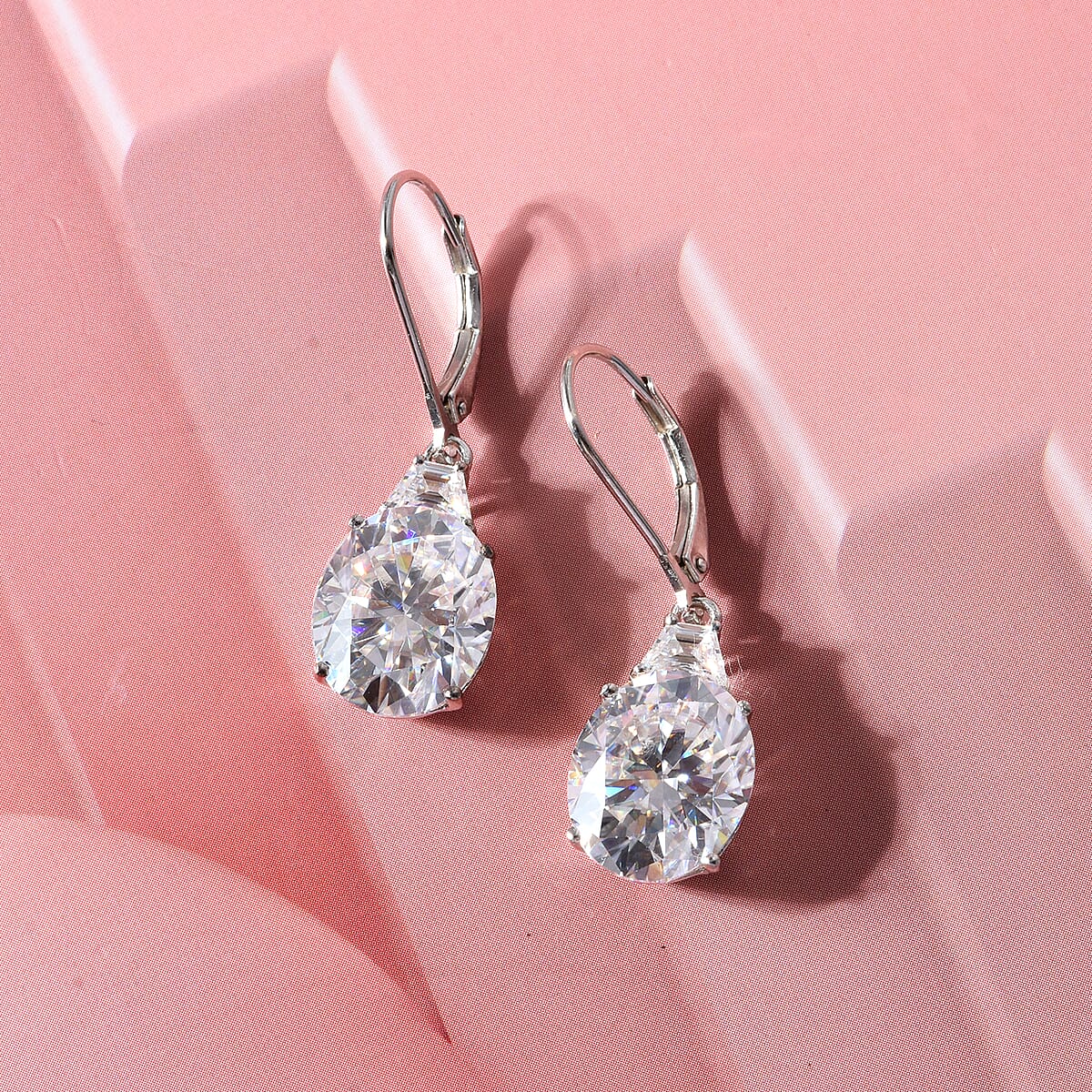 D'Joy Moissanite 10.70 ctw Timeless Brilliance Earrings in Rhodium Over Sterling Silver image number 1