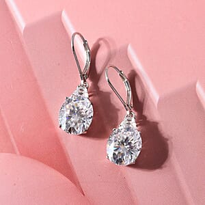 D'Joy Moissanite 10.70 ctw Timeless Brilliance Earrings in Rhodium Over Sterling Silver
