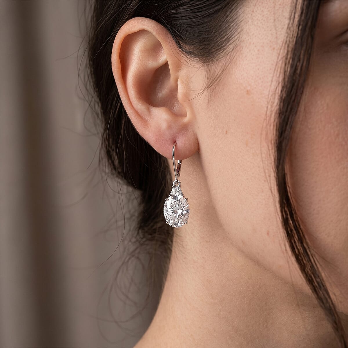 D'Joy Moissanite 10.70 ctw Timeless Brilliance Earrings in Rhodium Over Sterling Silver image number 2