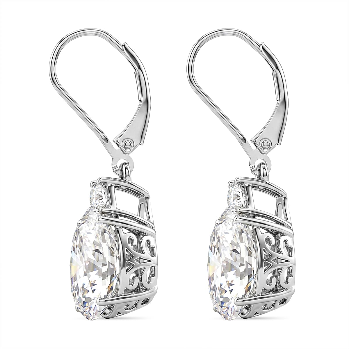 D'Joy Moissanite 10.70 ctw Timeless Brilliance Earrings in Rhodium Over Sterling Silver image number 3