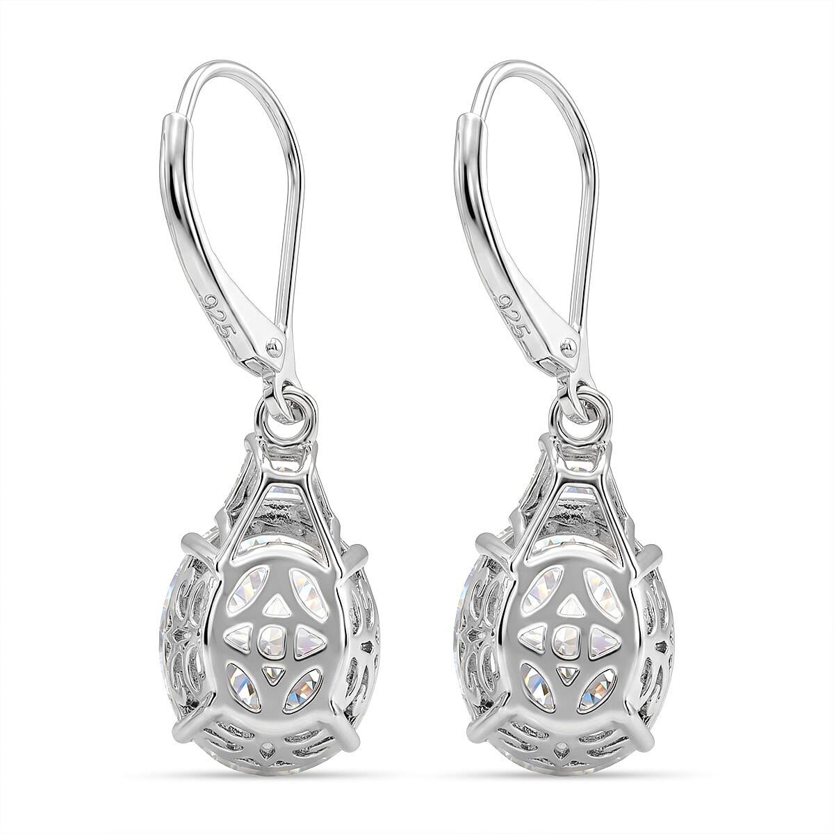 D'Joy Moissanite 10.70 ctw Timeless Brilliance Earrings in Rhodium Over Sterling Silver image number 4
