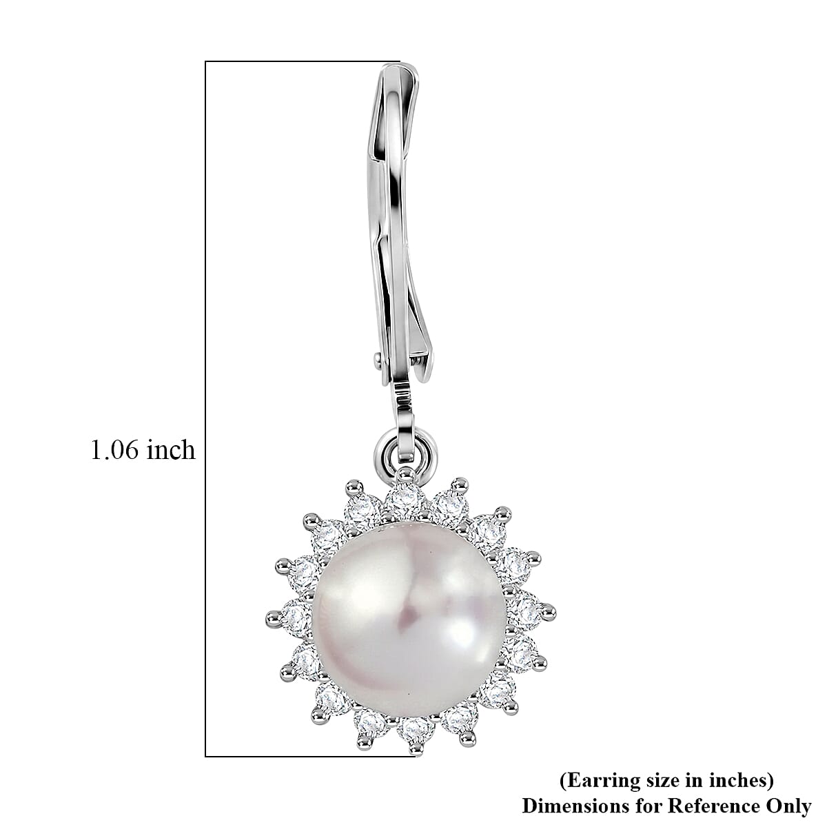 EverTrue Fresh Water Pearl and Moissanite 0.50 ctw Earrings in Platinum Bond image number 5