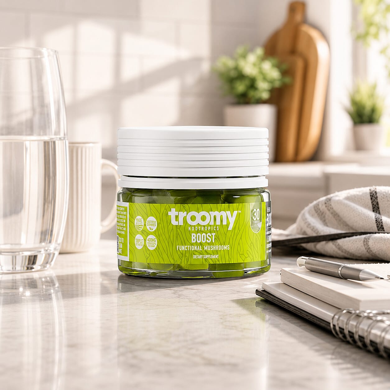 Troomy Nootropics Boost Cordyceps Supplement (60 Lemon Lime Gummies) Made in US
