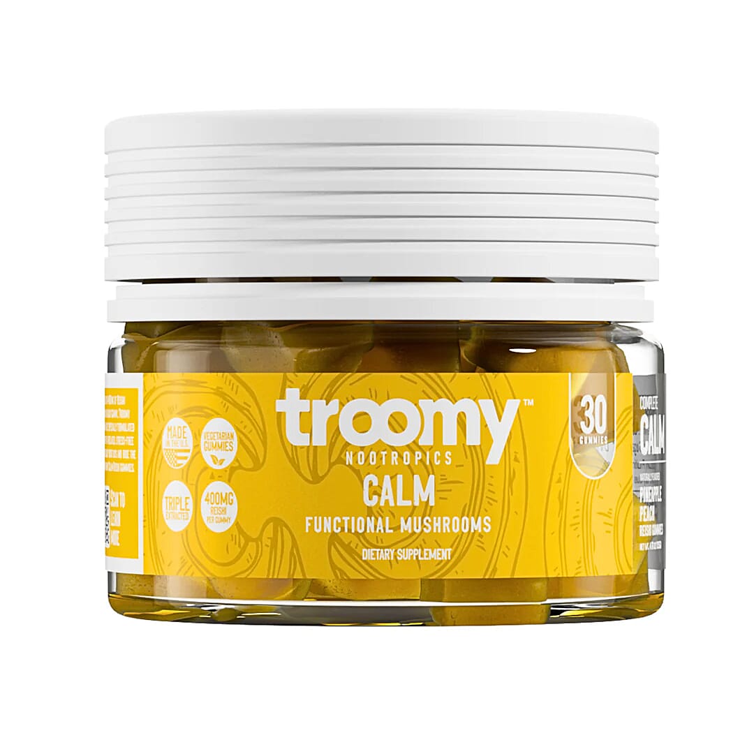 Troomy Nootropics Calm Reishi Supplement (60 Pineapple Peach Gummies) Made in US