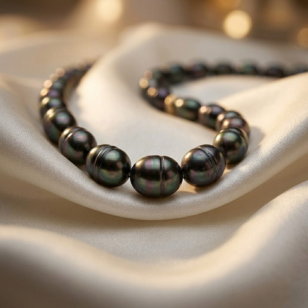 Peacock Pearl Beaded Necklace 15.5 Inches