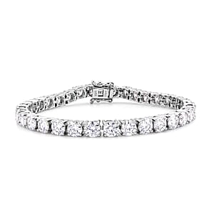 D'Joy Moissanite 16.10 ctw Timeless Brilliance Bracelet in Rhodium Over Sterling Silver (6.50 In)