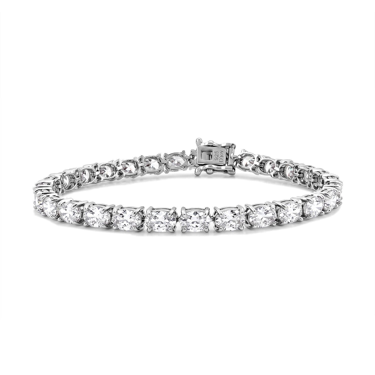 D'Joy Moissanite 13.35 ctw Timeless Brilliance Bracelet in Rhodium Over Sterling Silver (6.50 In)