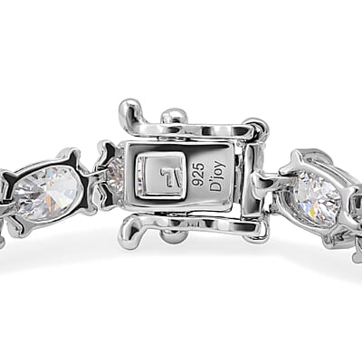D'Joy Moissanite 13.35 ctw Timeless Brilliance Bracelet in Rhodium Over Sterling Silver (6.50 In)