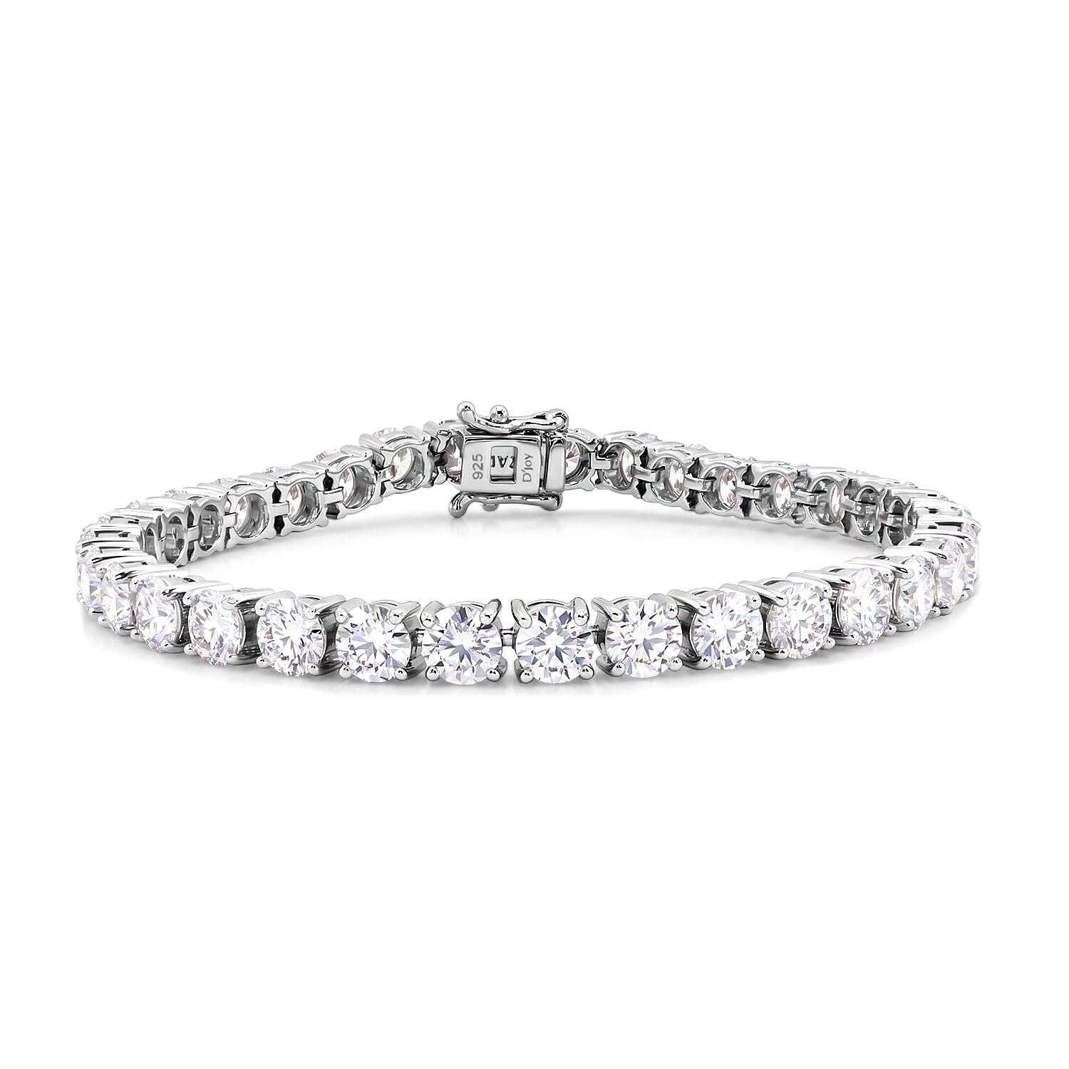 D'Joy Moissanite 16.10 ctw Timeless Brilliance Bracelet in Rhodium Over Sterling Silver (7.25 In)