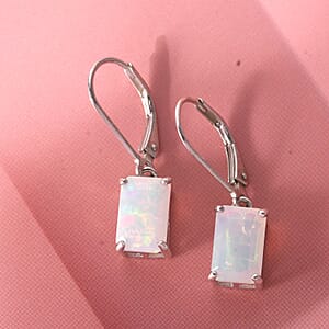 D'Joy Premium Ethiopian Welo Opal 3.00 ctw Aurora Prism Earrings in Rhodium Over Sterling Silver