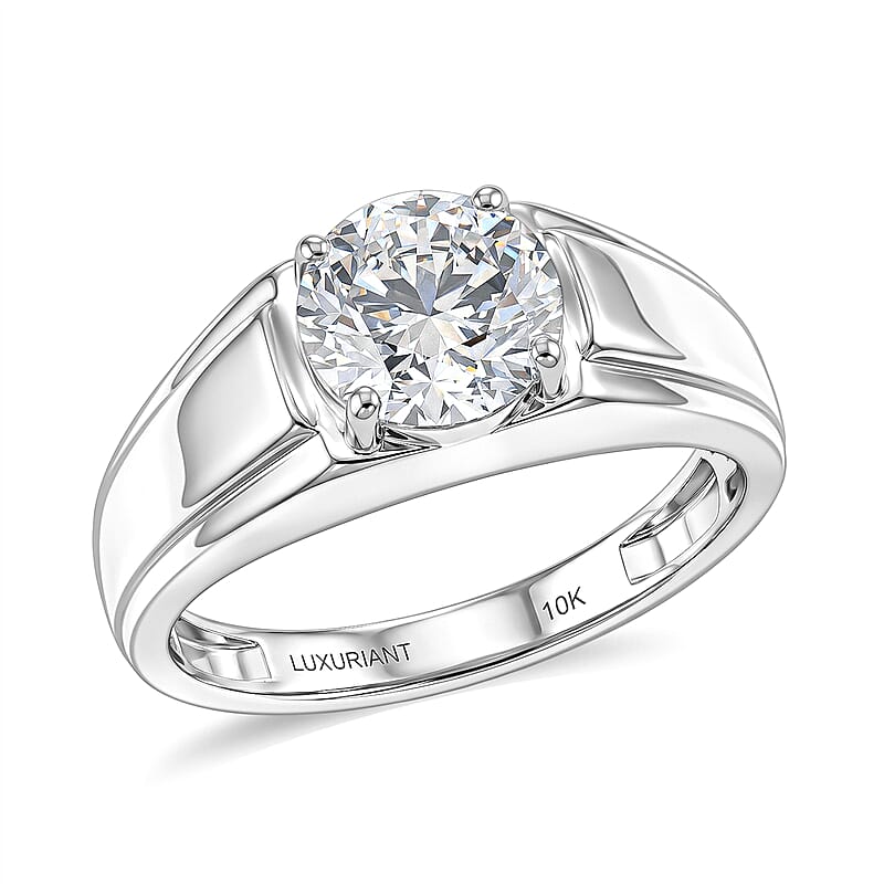 IGI Certified Luxuriant Lab Grown Diamond E-F VS 2.00 ctw Men's Ring in 10K White Gold (Size 9.0) 5.10 Grams