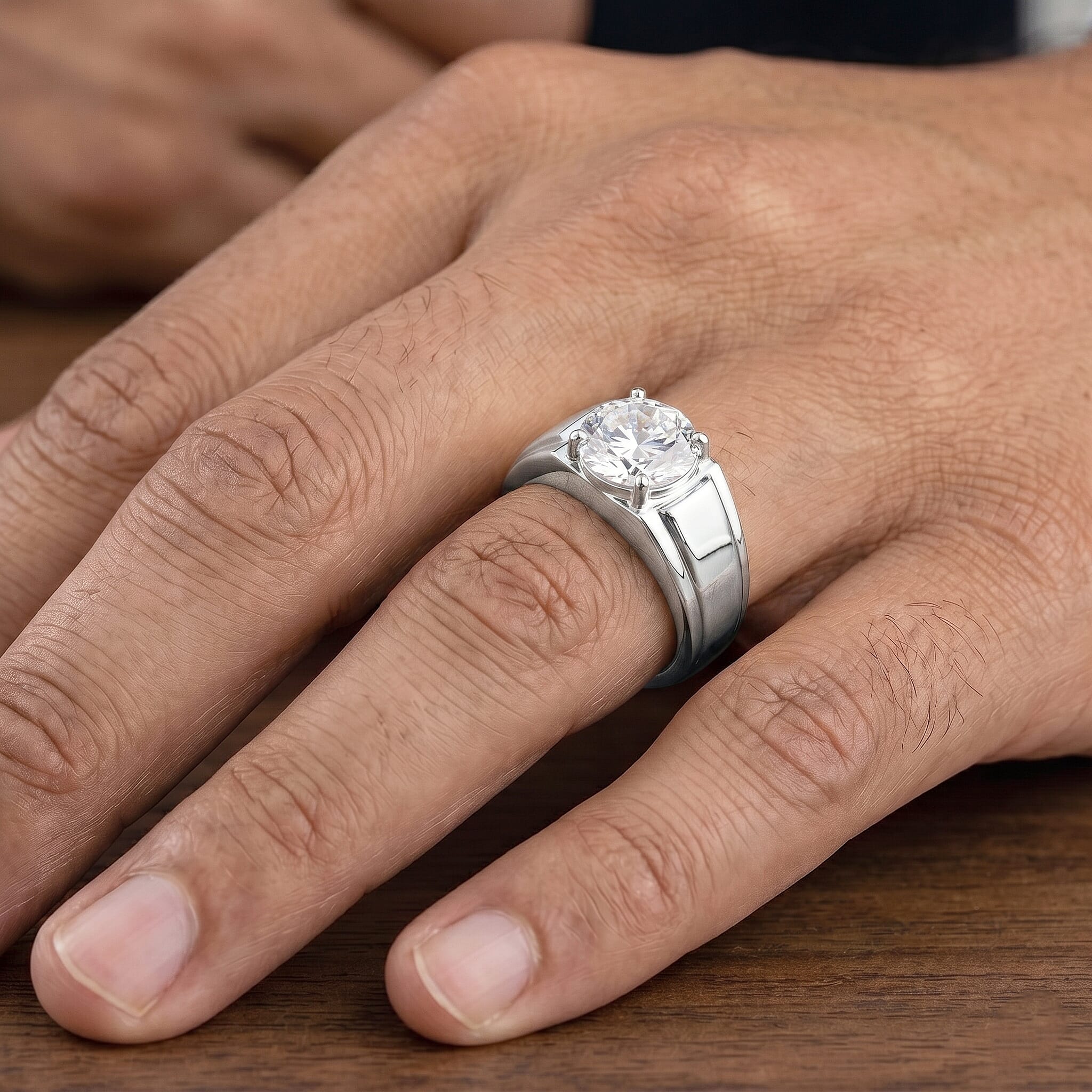 IGI Certified Luxuriant Lab Grown Diamond E-F VS 2.00 ctw Men's Ring in 10K White Gold (Size 9.0) 5.10 Grams