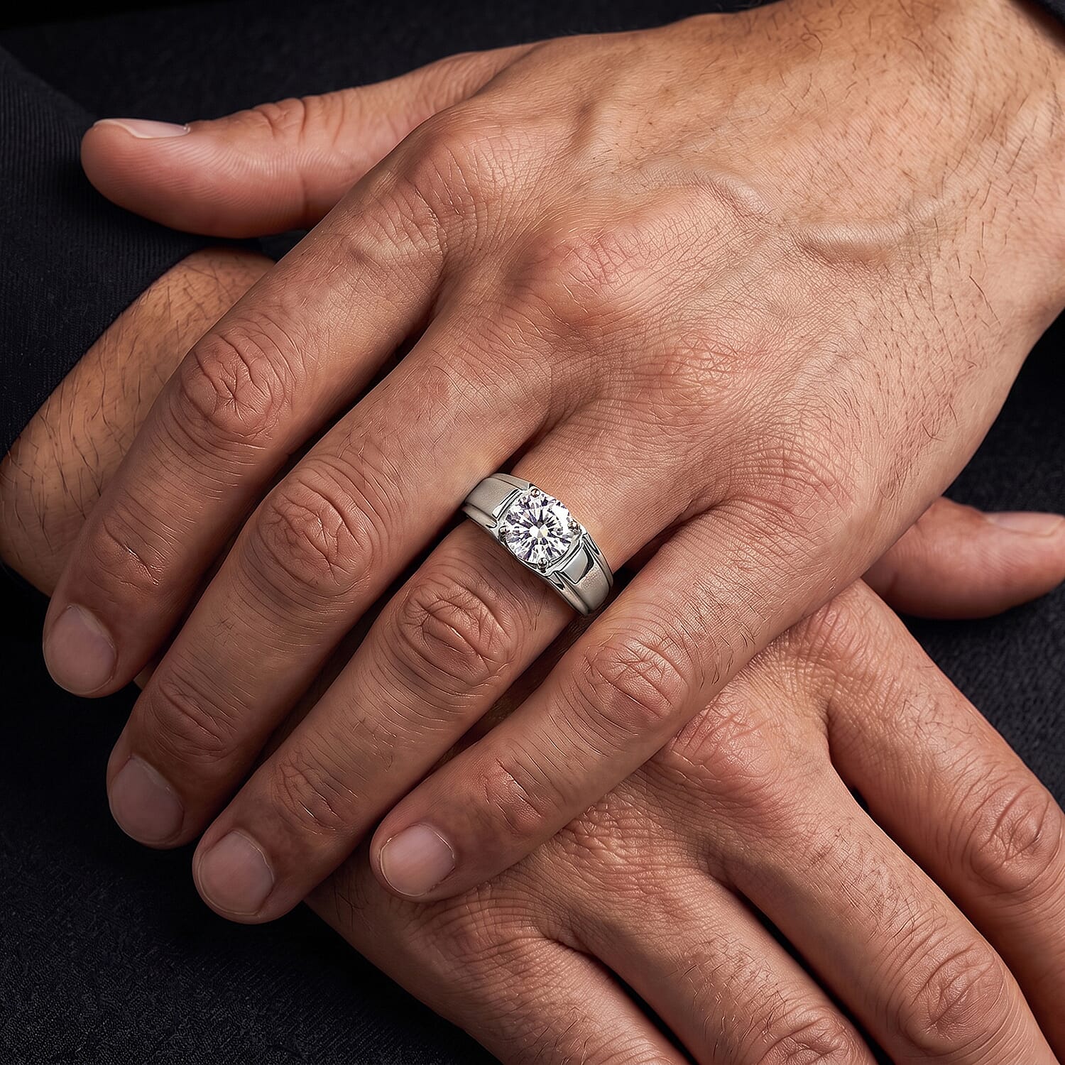 IGI Certified Luxuriant Lab Grown Diamond E-F VS 2.00 ctw Men's Ring in 10K White Gold (Size 9.0) 5.10 Grams