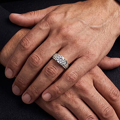 IGI Certified Luxuriant Lab Grown Diamond E-F VS 2.00 ctw Men's Ring in 10K White Gold (Size 9.0) 5.10 Grams