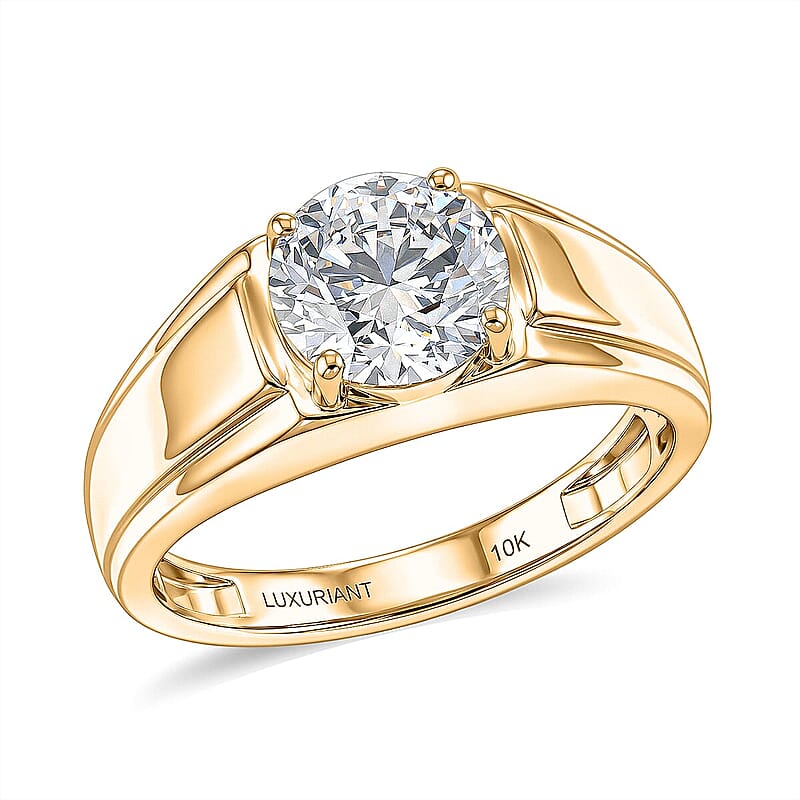 IGI Certified Luxuriant Lab Grown Diamond E-F VS 2.00 ctw Men's Ring in 10K Yellow Gold (Size 8.0) 5 Grams