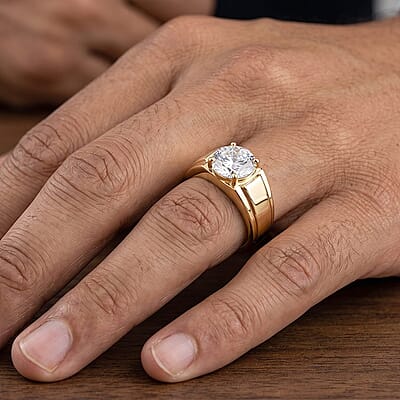 IGI Certified Luxuriant Lab Grown Diamond E-F VS 2.00 ctw Men's Ring in 10K Yellow Gold (Size 8.0) 5 Grams