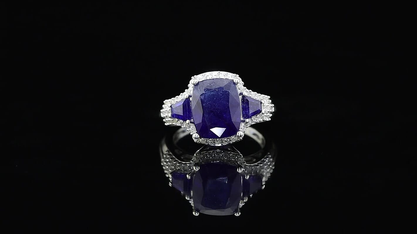 TLV D'Joy Niassa Ruby (FF), White Zircon Ring in Rhodium Over Sterling Silver (Size 10.0) 8.40 ctw