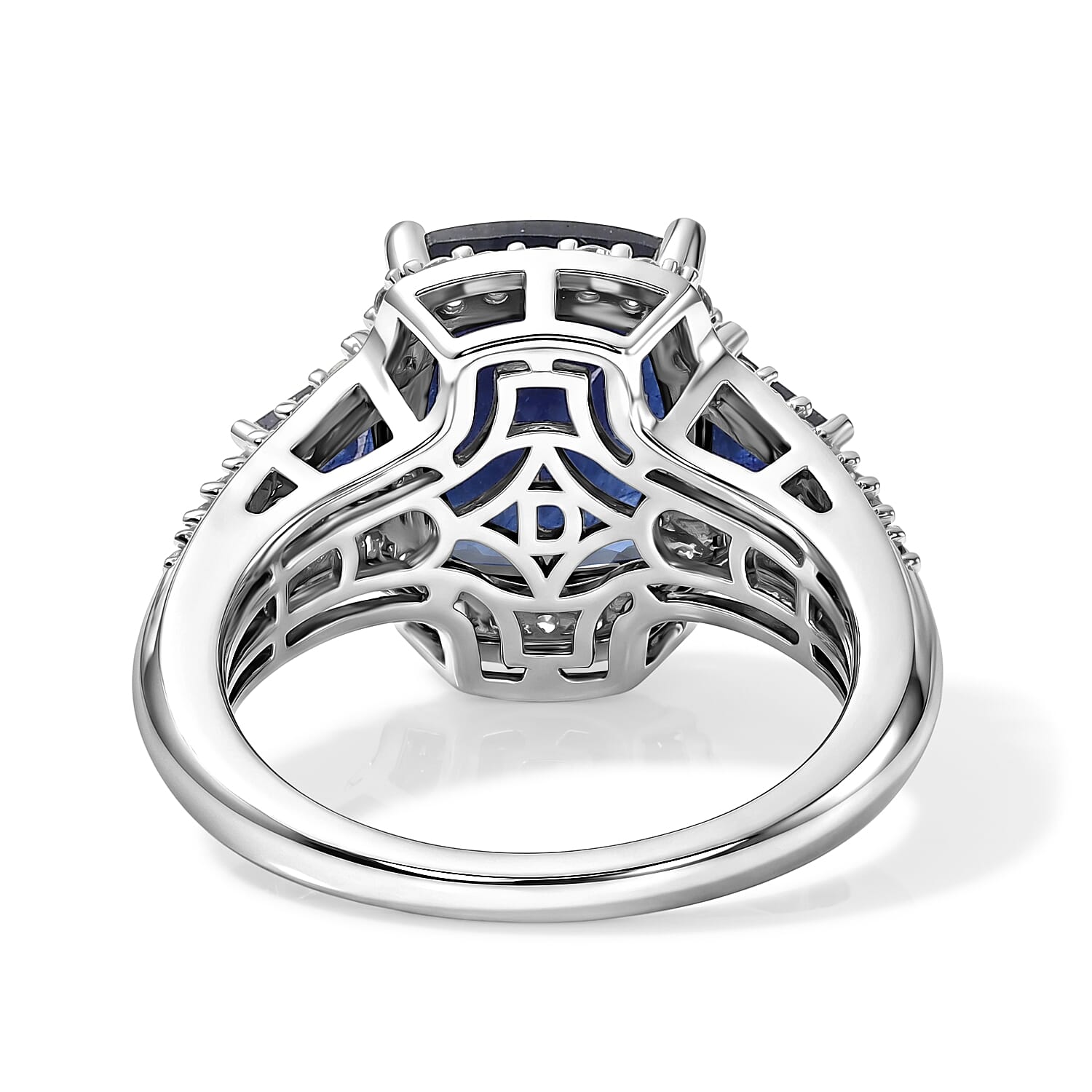 D'Joy Masoala Sapphire (D) and White Zircon 8.00 ctw Ethereal Radiance Ring in Rhodium Over Sterling Silver (Size 5.0)