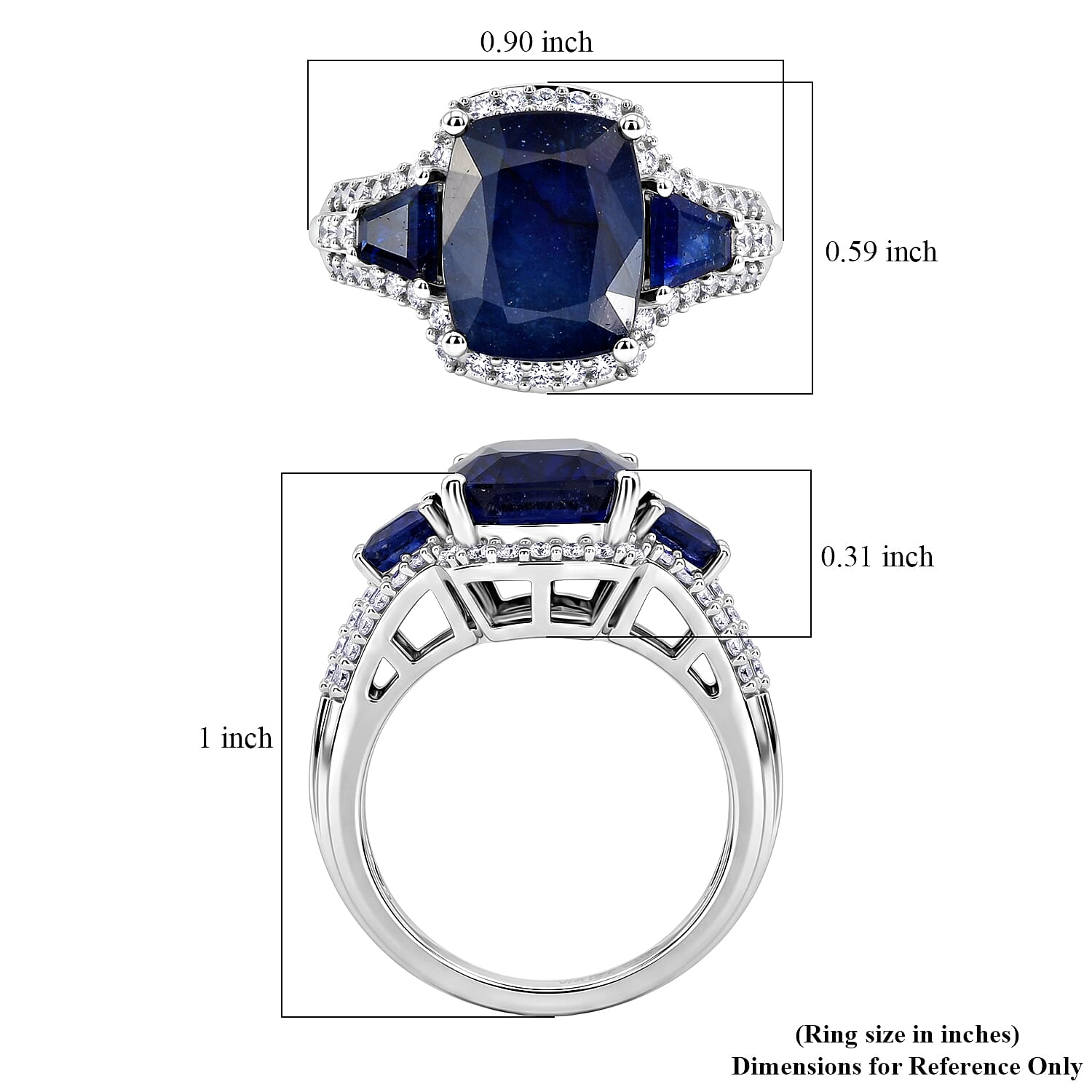 D'Joy Masoala Sapphire (D) and White Zircon 8.00 ctw Ethereal Radiance Ring in Rhodium Over Sterling Silver (Size 5.0)
