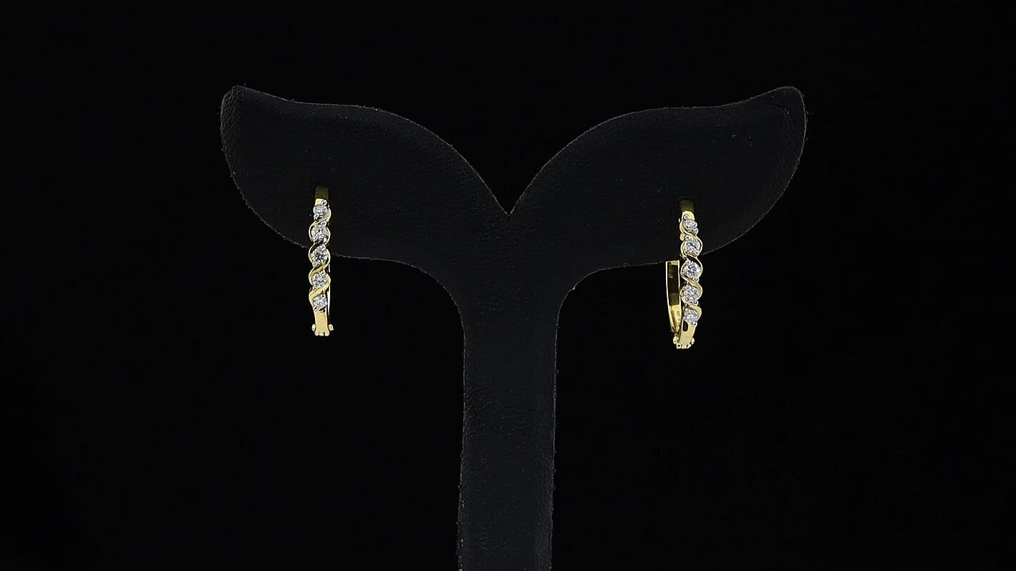 Luxuriant Lab Grown Diamond G-H SI 0.30 ctw Hoop Earrings in 14K Yellow Gold Over Sterling Silver