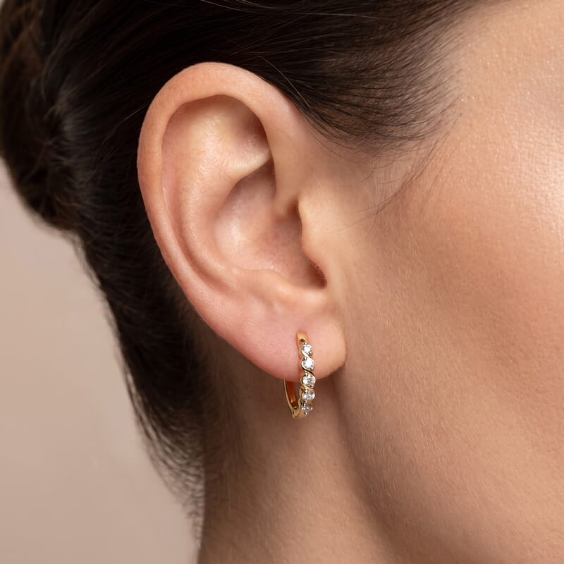 Luxuriant Lab Grown Diamond G-H SI 0.30 ctw Hoop Earrings in 14K Yellow Gold Over Sterling Silver