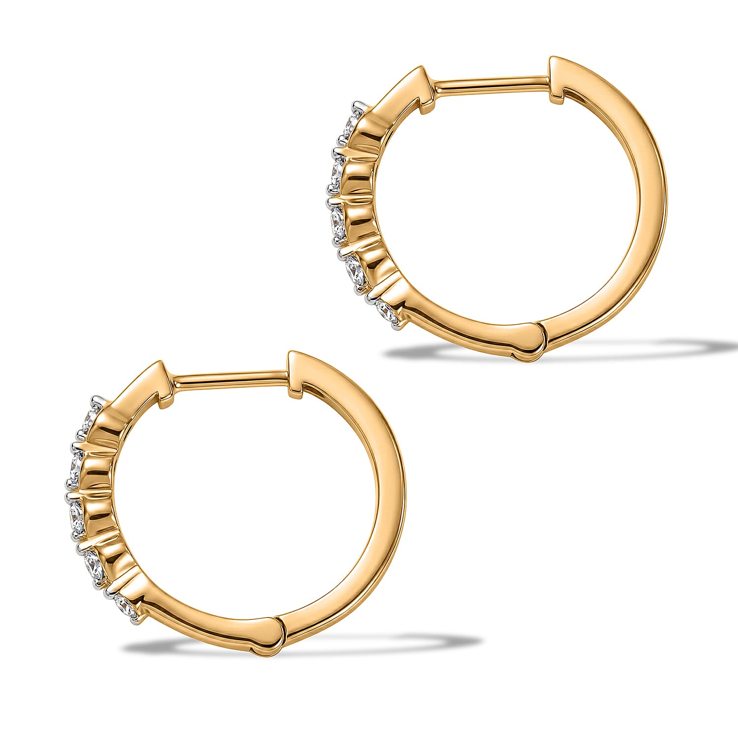 Luxuriant Lab Grown Diamond G-H SI 0.30 ctw Hoop Earrings in 14K Yellow Gold Over Sterling Silver
